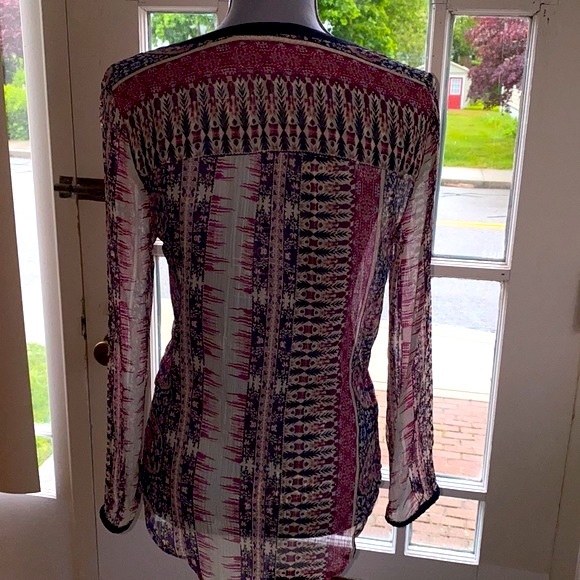 🌈Lucky Brand Boho Sheer Top blue w/ purple🌈 - Picture 7 of 9
